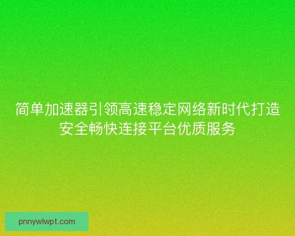 简单加速器引领高速稳定网络新时代打造安全畅快连接平台优质服务